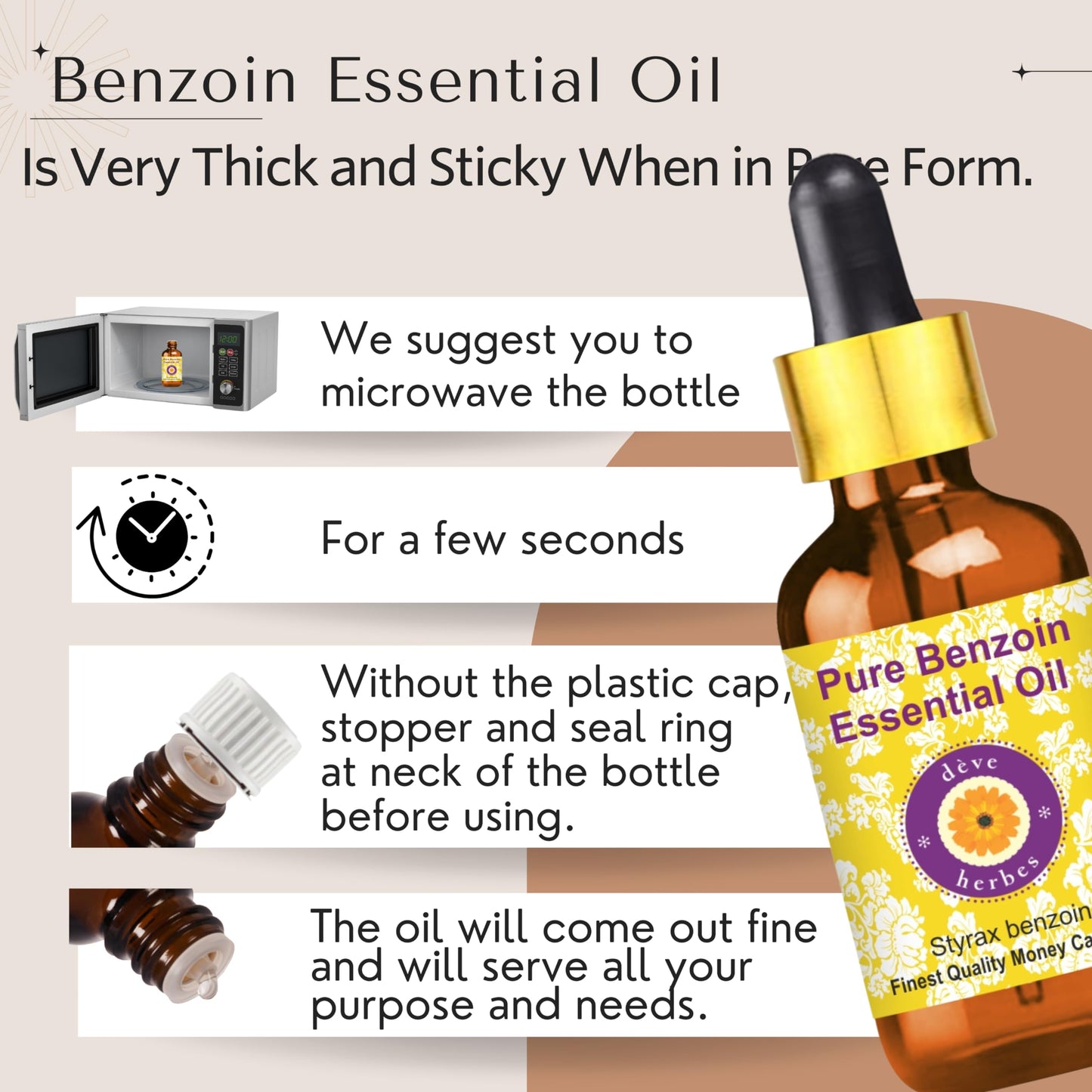 dève herbes Benzoin Essential Oil – Pure, Steam-Distilled 30ml (1oz) | Styrax Benzoin