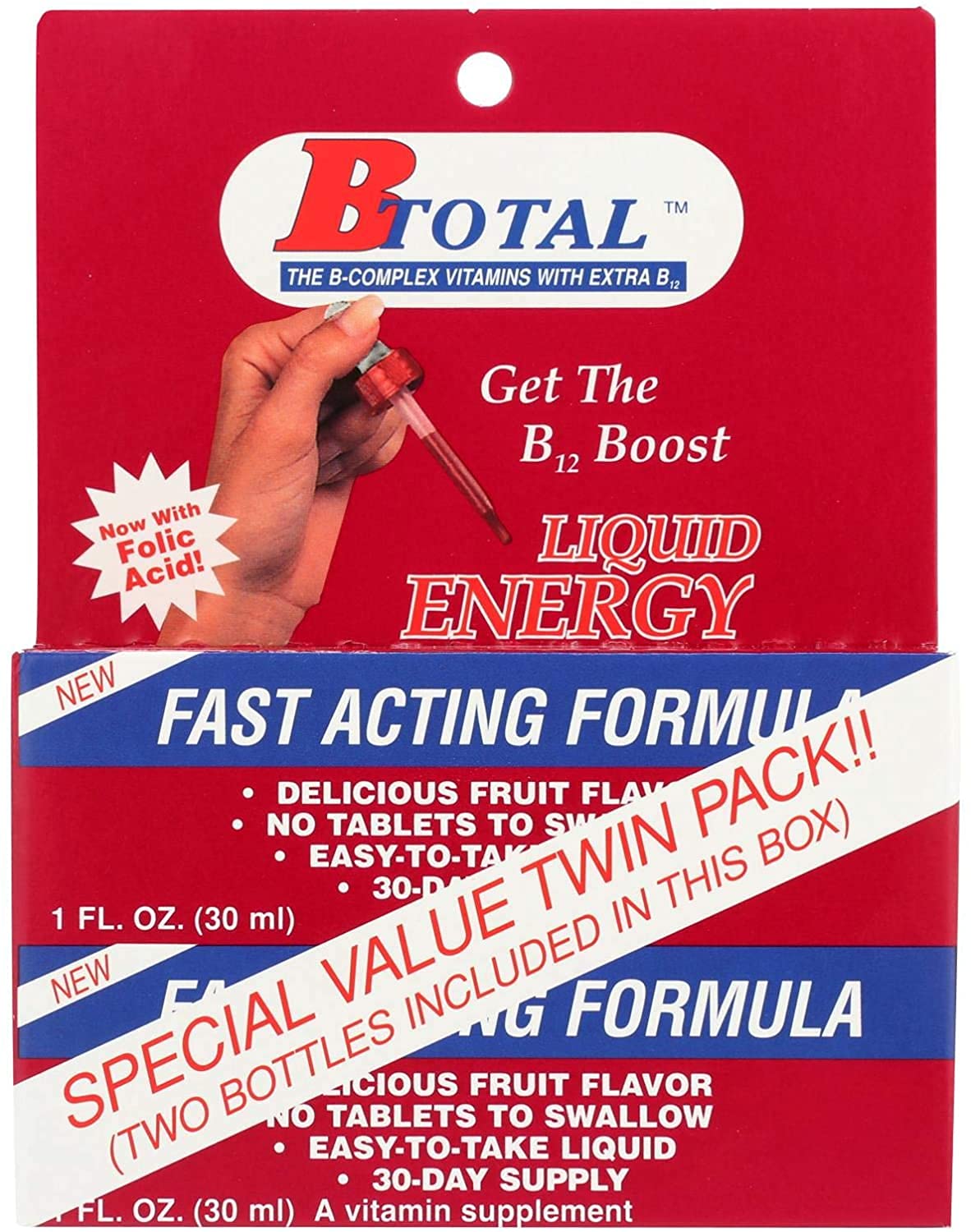 Sublingual B-Total Twin Pack - 2 fl oz | Berry Flavor, Caffeine-Free Vitamin B-12 Energy Drops