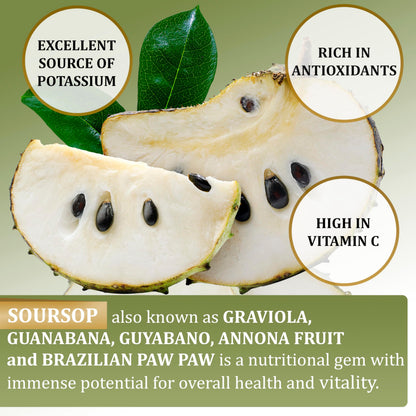 Soursop Graviola Gummies 3000mg – 2 Pack, 120ct | Sugar-Free, Vegan