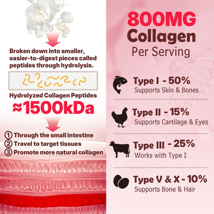 NEVISS Hydrolyzed Collagen Gummies – Multi-Type Collagen I–V & X with Vitamin D3 (120 ct)