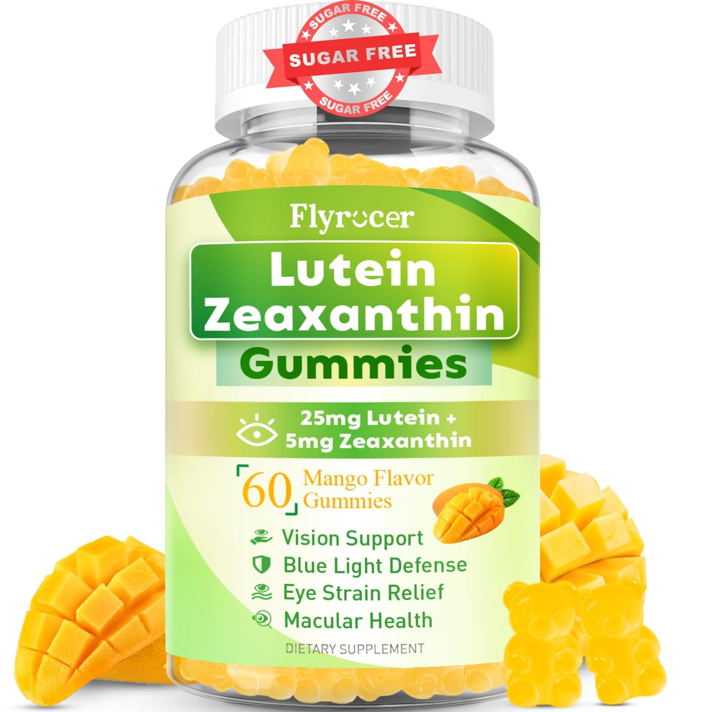 Sugar Free Lutein Gummies 25mg – Eye Health, 60 Count (Vegan)