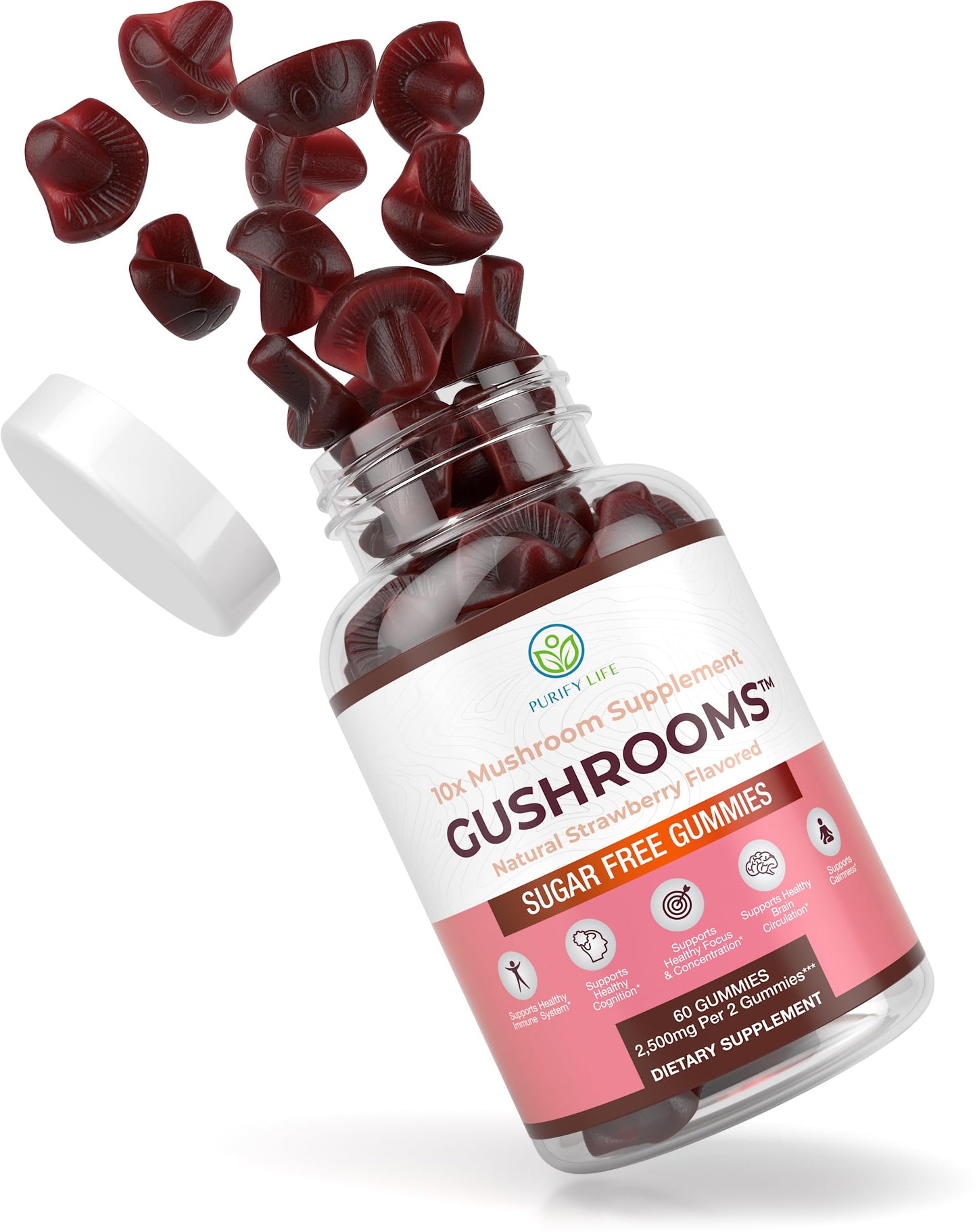 Sugar-Free Mushroom Complex Gummies – 10x Mushroom Blend (Lion's Mane, Reishi, Chaga) – No Sugar or Pills