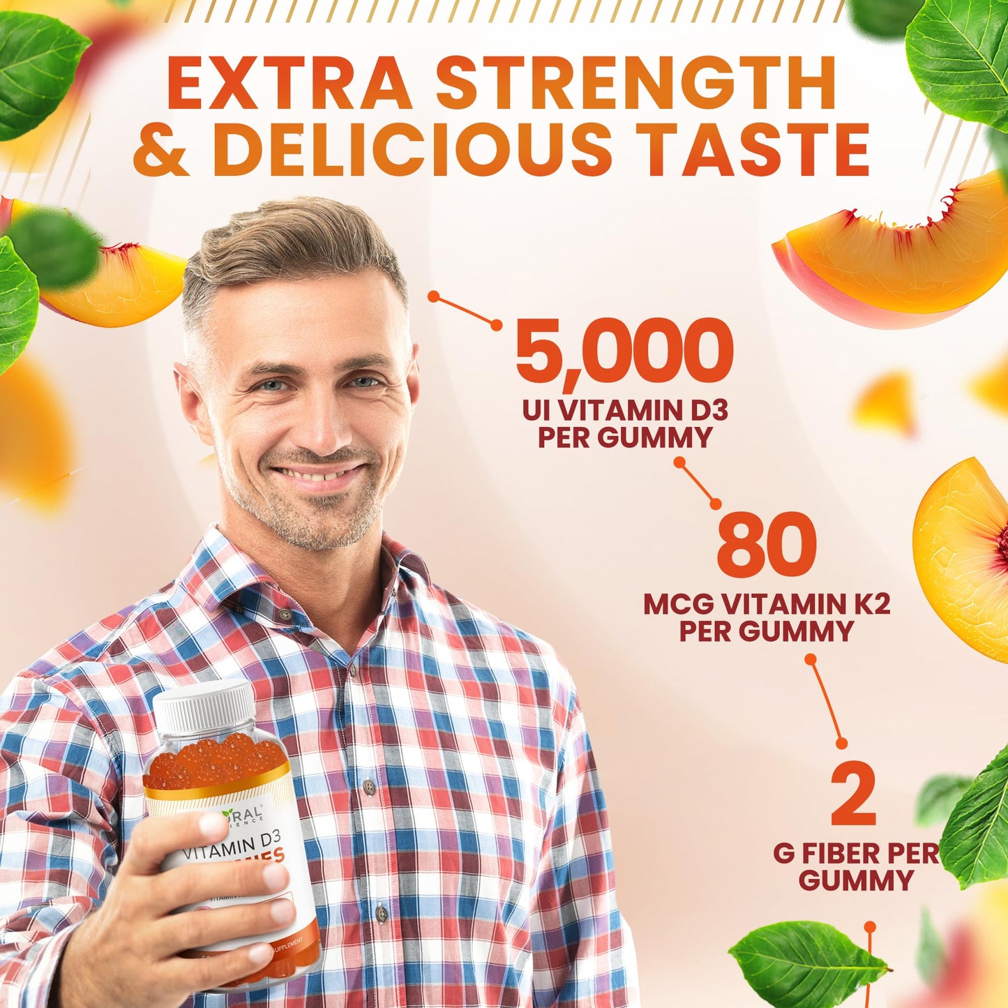 Natural BioScience Sugar Free D3 K2 Gummies — 5000 IU D3 + 80 mcg K2 MK7