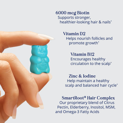 SugarBearHair Growth Gummy - Extra Strength Biotin 6000mcg, 2 Month Supply, Vegan & Cruelty-Free