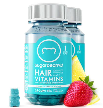 SugarBearHair Growth Gummy - Extra Strength Biotin 6000mcg, 2 Month Supply, Vegan & Cruelty-Free