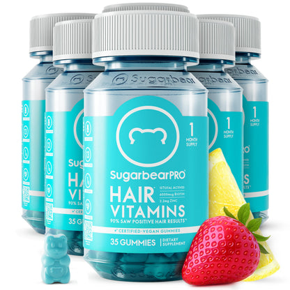 SugarBearPro Hair Vitamin Gummy – Extra Strength Biotin 6000mcg (6-Month Supply) | Vegan, Kosher, Halal, Cruelty-Free