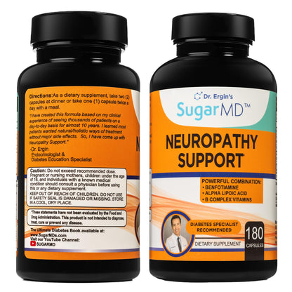 SugarMD Neuropathy Support Supplement – 180 Capsules for Nerve Health