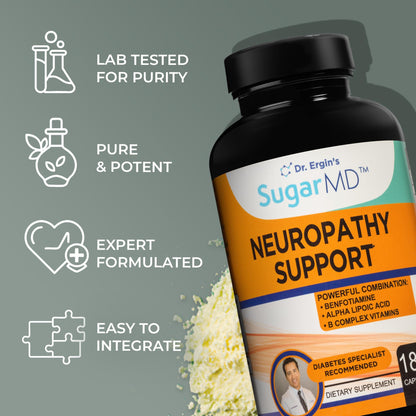 SugarMD Neuropathy Support Supplement – 180 Capsules for Nerve Health