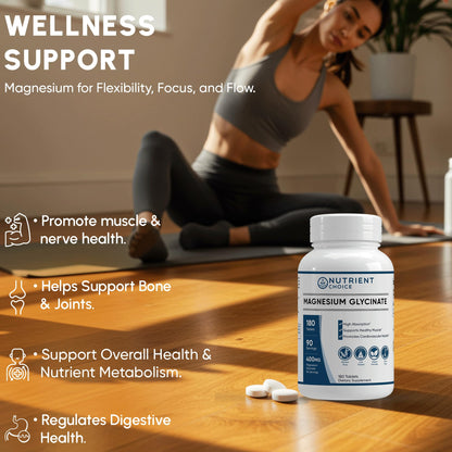 400 mg Magnesium Glycinate – 180 Tablets | High Absorption, Non-GMO