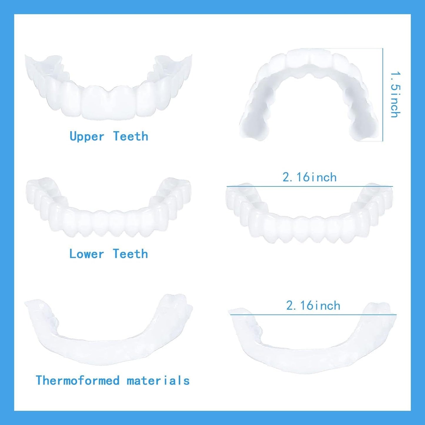 2 Pairs Temporarily Adjustable Smile Aligners – Natural & Comfortable for Men & Women (White)