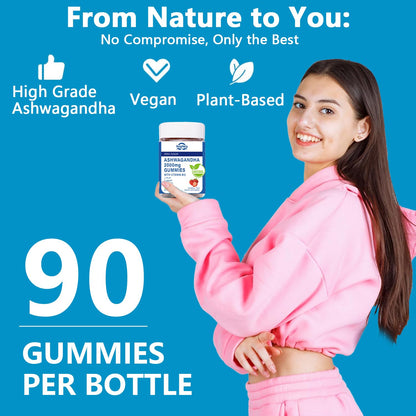 Suiyilary Ashwagandha Gummies 2000mg - High-Strength Root Extract with Vitamin B12 | Strawberry Flavor