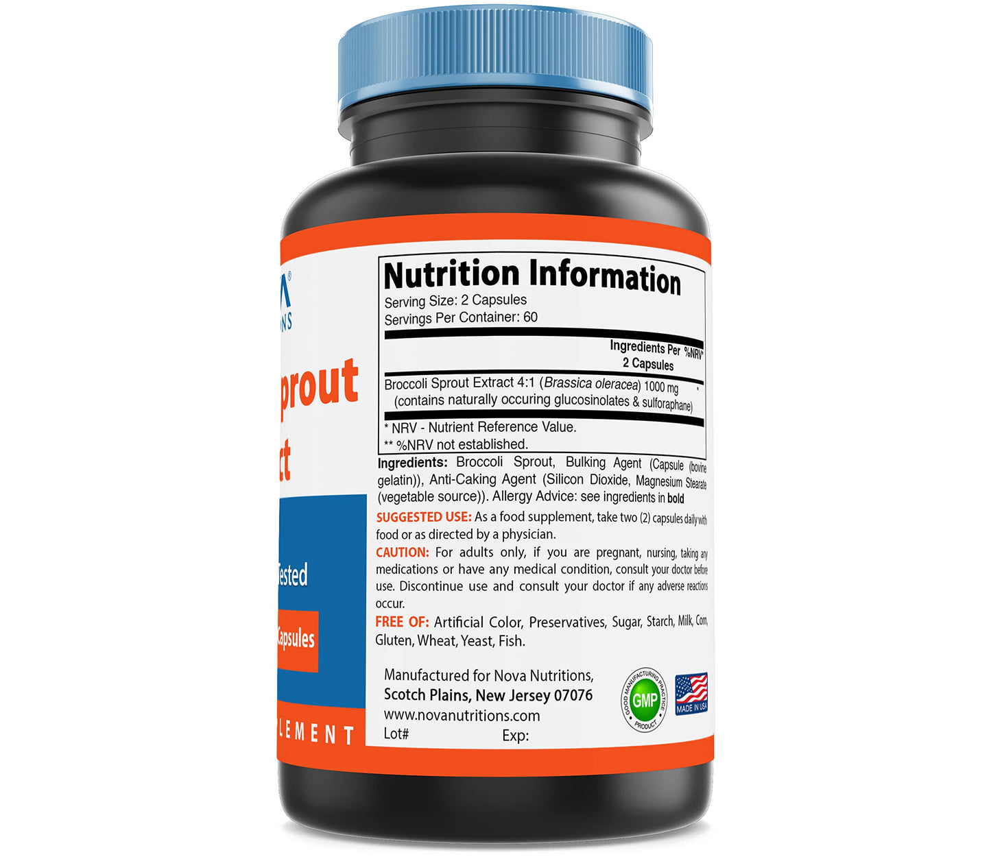 Broccoli Sprout Extract 1000 mg 120 Capsules | Nova Nutritions