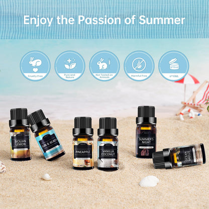 Summer Essential Oils Set — 6 Tropical Blends for Diffusers & Candles