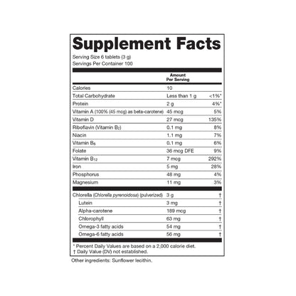 Sun Chlorella 500mg Whole Body Wellness Green Algae — 600 Tablets | Non-GMO, Chlorophyll, B12 & Iron
