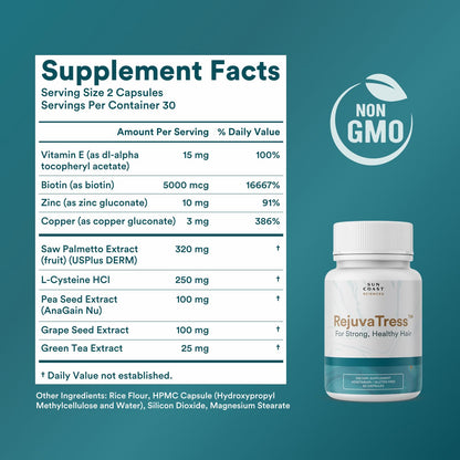 SUN COAST SCIENCES RejuvaTress Hair Support Supplement for Women | 60 Capsules