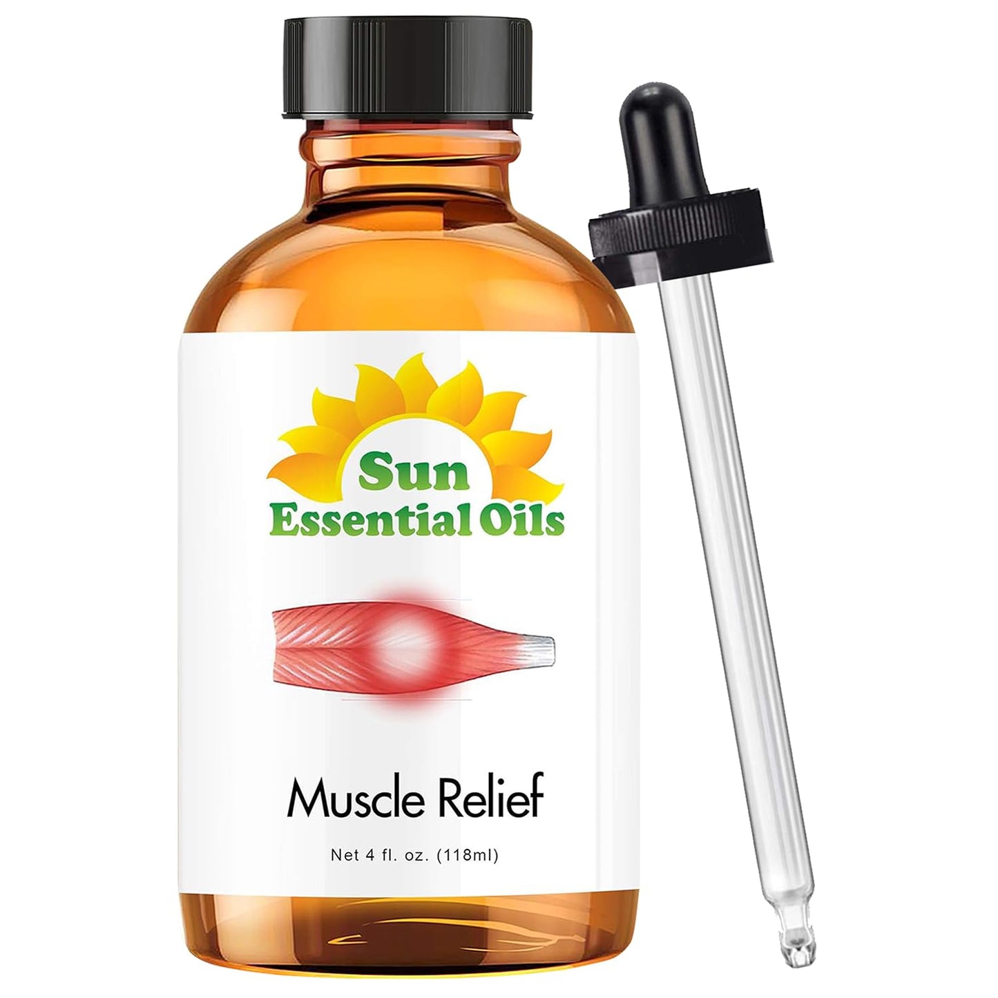 Sun Essential Oils Deep Muscle Relief Blend Oil (4 oz Bulk) Sore Muscle Massage Oil & Aromatherapy