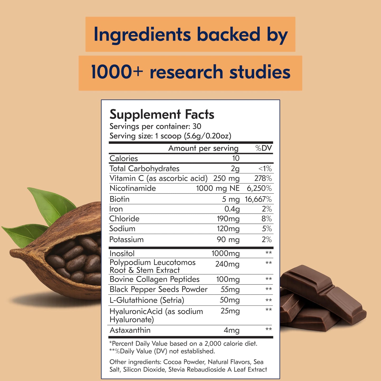 Sun Powder Mocha Skincare Support Supplement – 3-in-1 Formula, 30 Servings