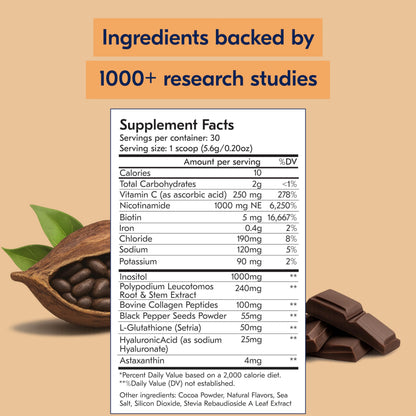 Sun Powder Mocha Skincare Support Supplement – 3-in-1 Formula, 30 Servings