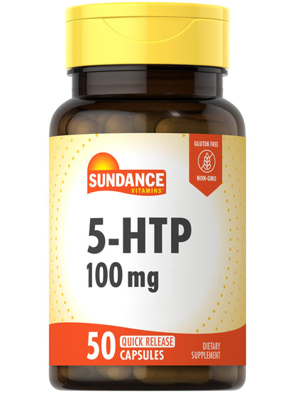 Sundance 5-HTP 100mg | 50 Capsules | 5 Hydroxtryptophan | Non-GMO & Gluten Free Supplement