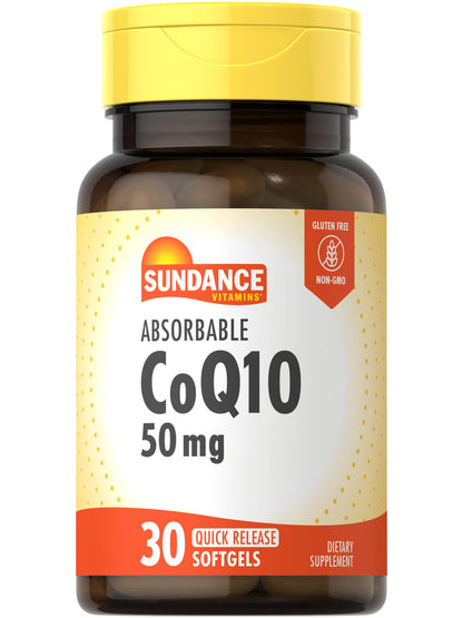 Sundance CoQ10 50mg – 30 Absorbable Softgels – Non-GMO & Gluten Free CoQ10 Supplement