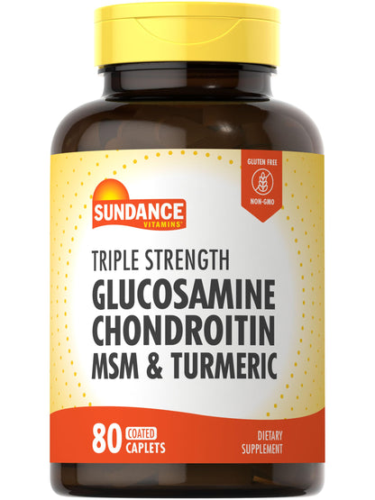 Sundance Glucosamine Chondroitin with MSM & Turmeric – Triple Strength, 80 Caplets