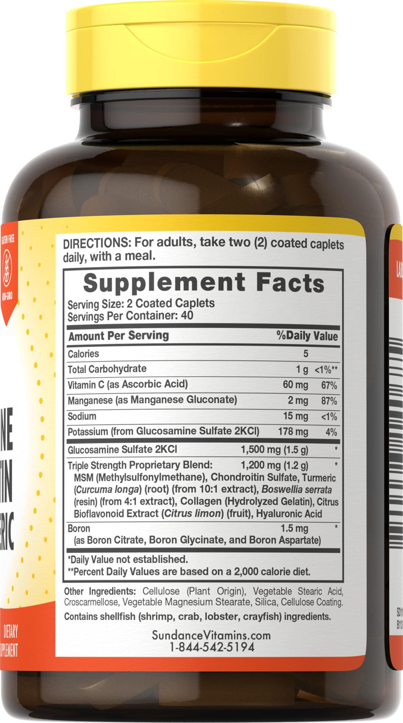Sundance Glucosamine Chondroitin with MSM & Turmeric – Triple Strength, 80 Caplets