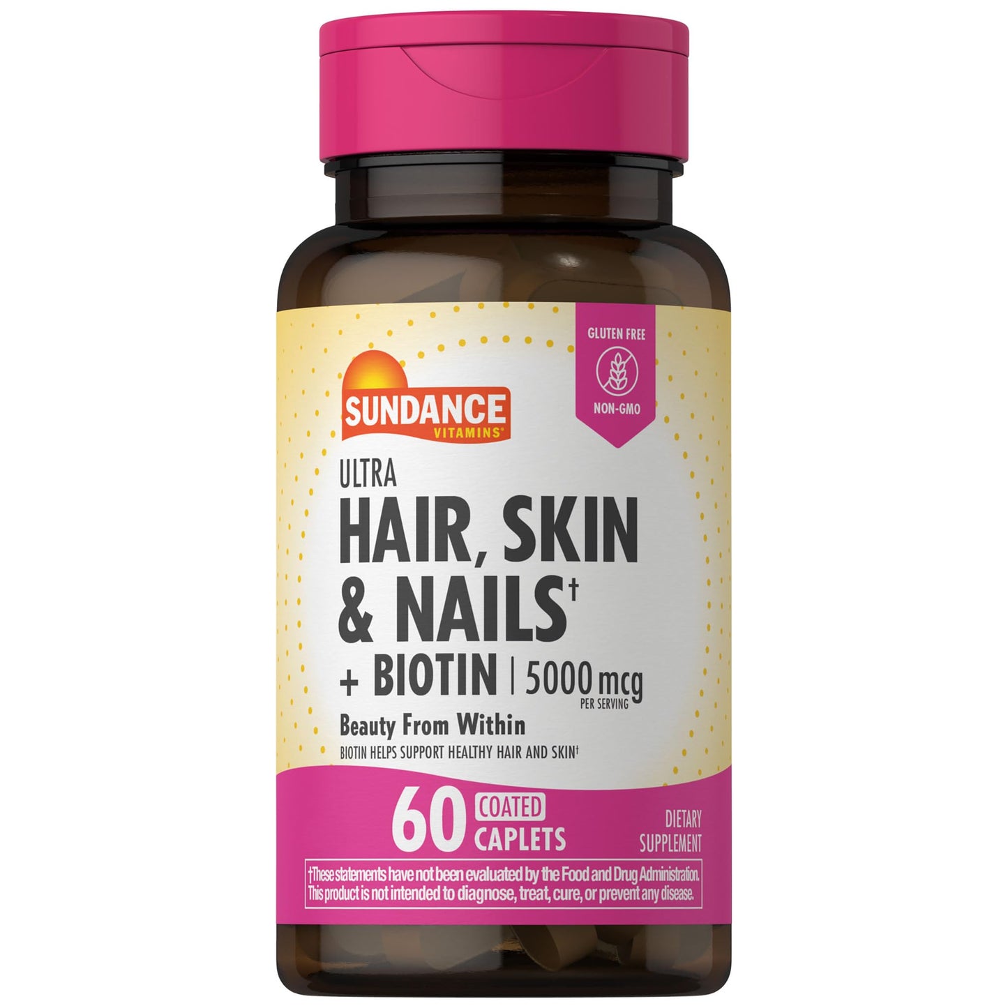 Sundance Hair, Skin & Nails Vitamins 5000mcg | Biotin & Collagen | 60 Caplets