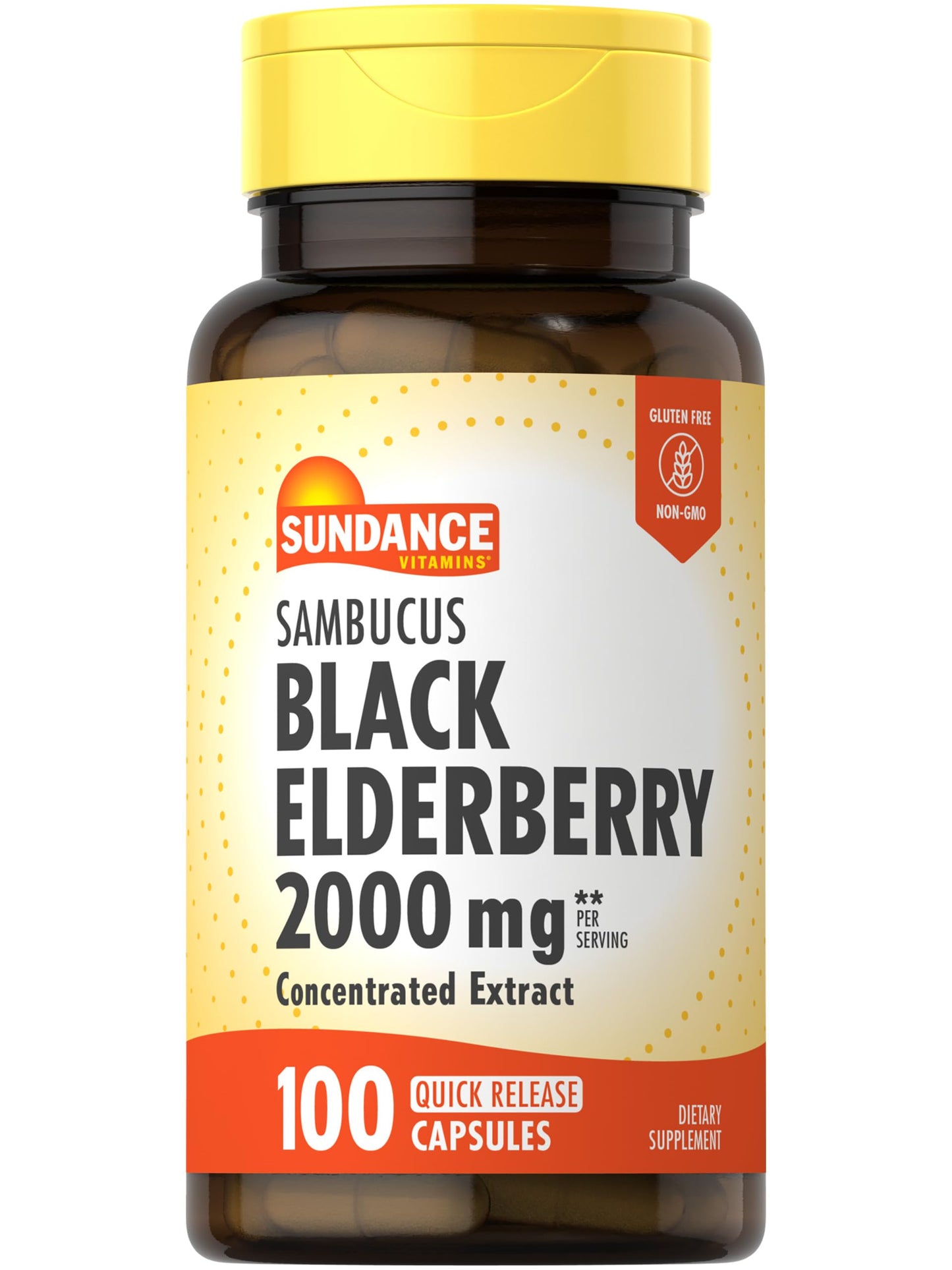 Sundance Sambucus Black Elderberry Capsules – 2000mg, 100 Count (Non-GMO, Gluten Free)