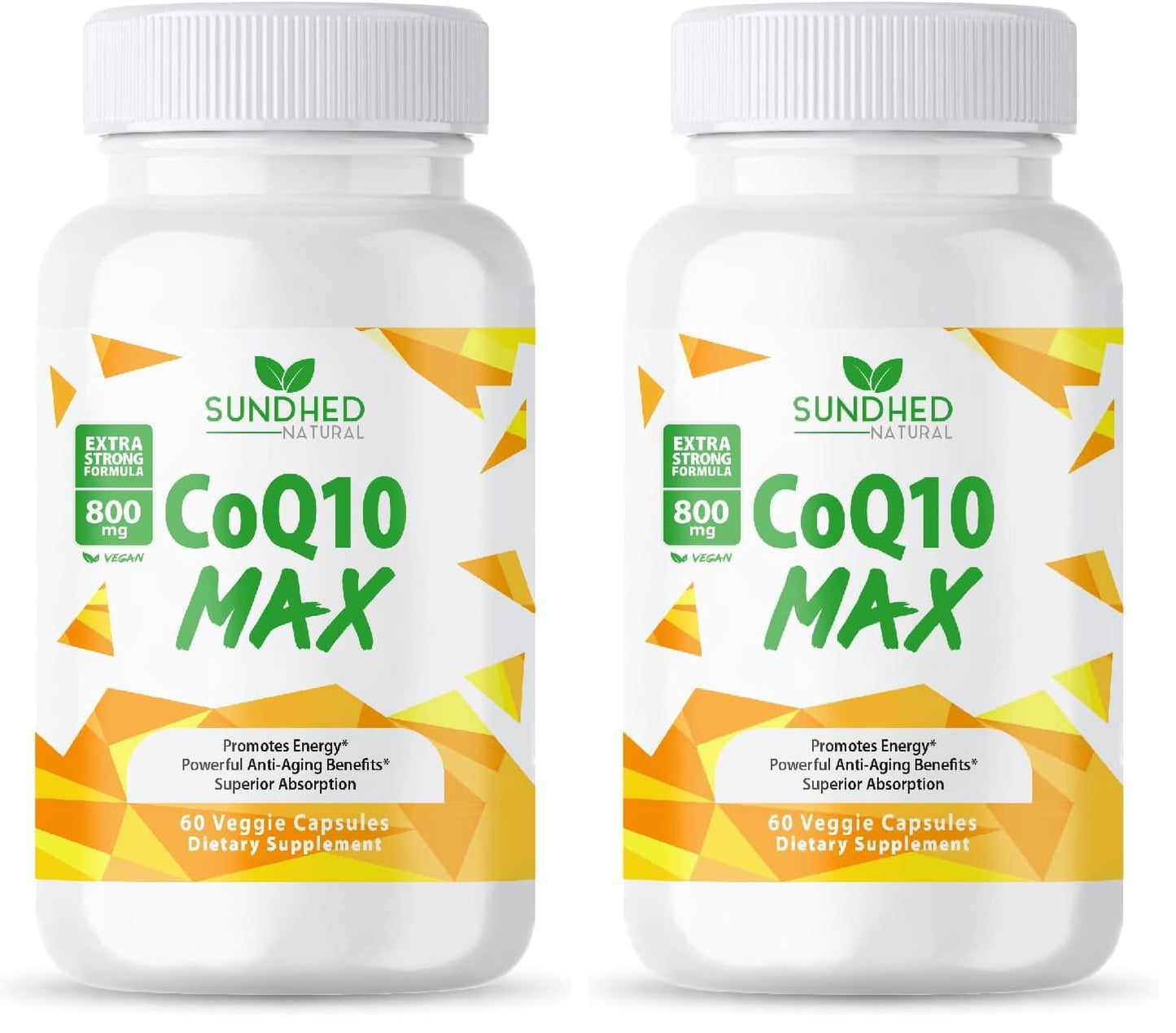 Sundhed Natural CoQ10 800mg - Extra Strong Coenzyme Q10 Supplement, Pack of 2 (60 Capsules Each)