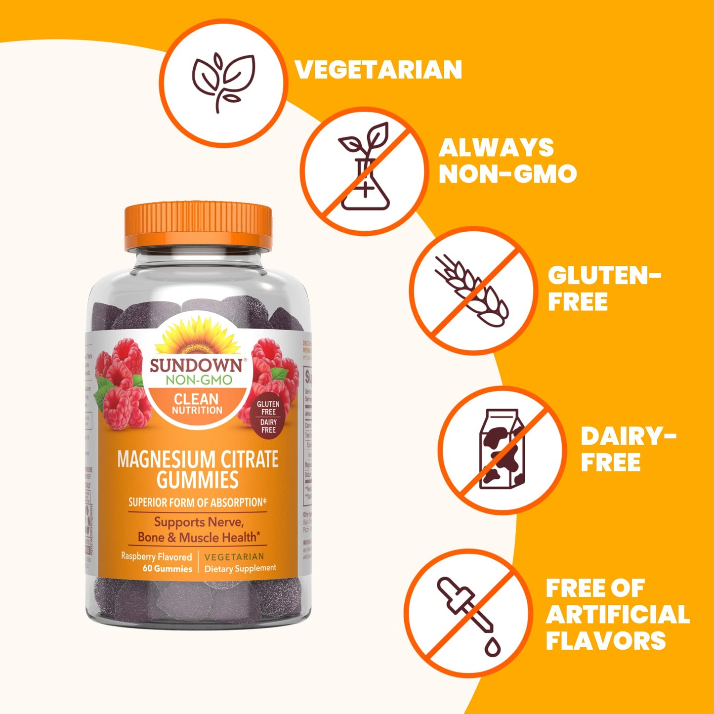 Sundown Magnesium Citrate Gummies Raspberry - 60 Count (Discontinued)