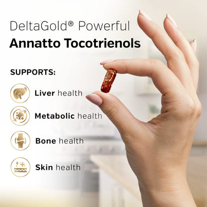 Sunergetic Premium Annatto Tocotrienol 300 mg with DeltaGold — Delta+Gamma Tocotrienols, 60 Liquid Capsules