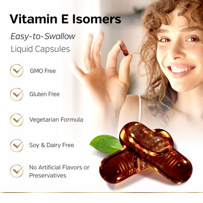 Sunergetic Premium Annatto Tocotrienol 300 mg with DeltaGold — Delta+Gamma Tocotrienols, 60 Liquid Capsules