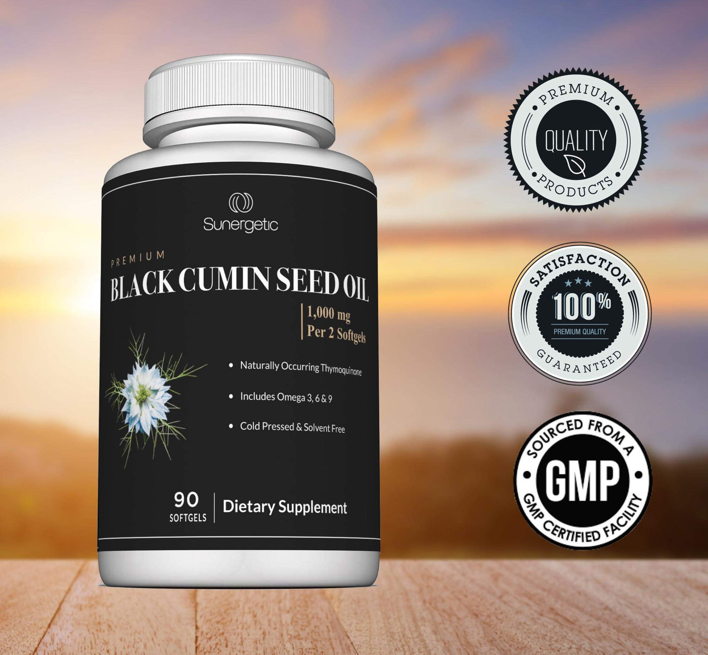 Sunergetic Black Cumin Seed Oil Softgels – 1,000mg per Serving, 90 Softgels