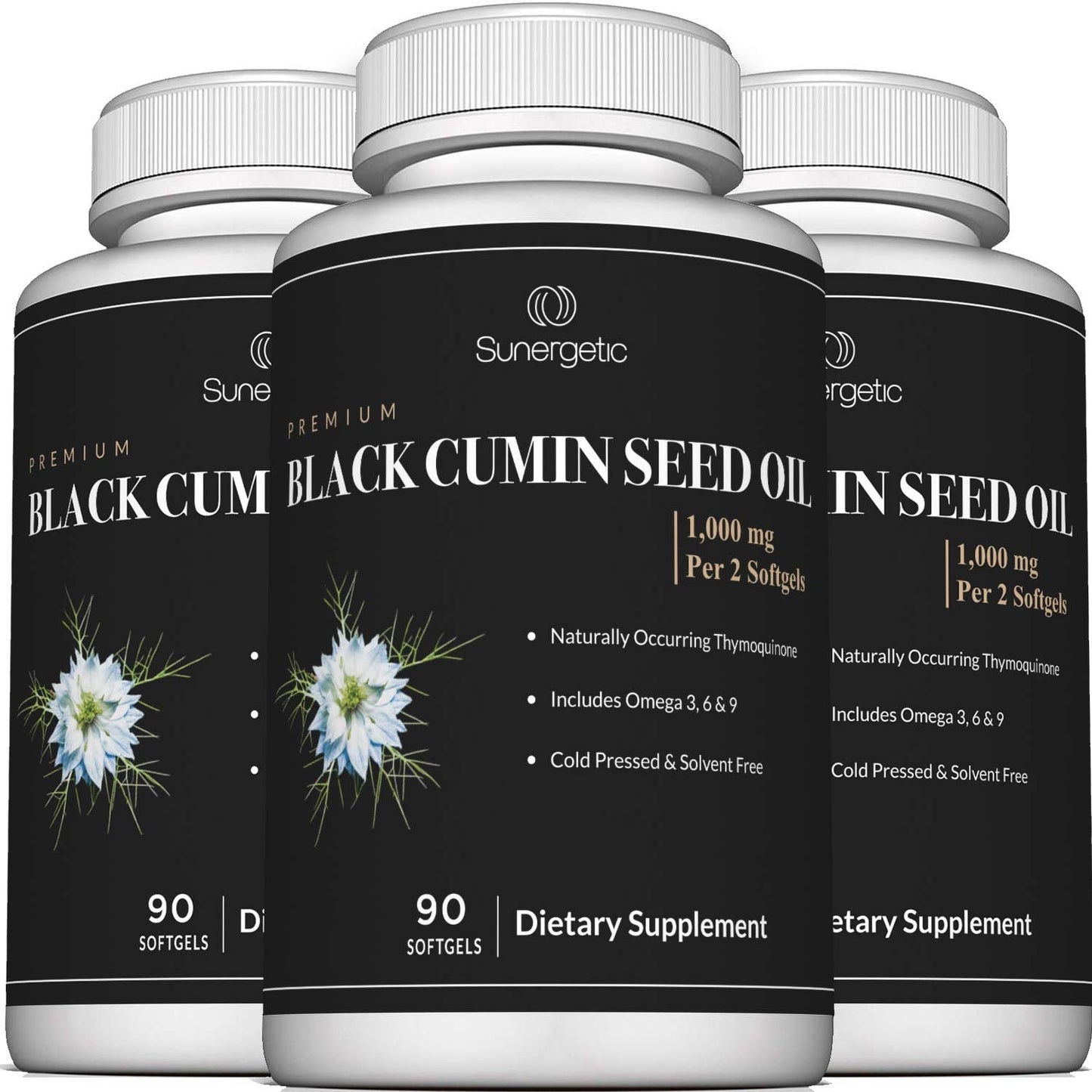 Sunergetic Black Cumin Seed Oil Softgels – 1,000mg per Serving, 90 Softgels