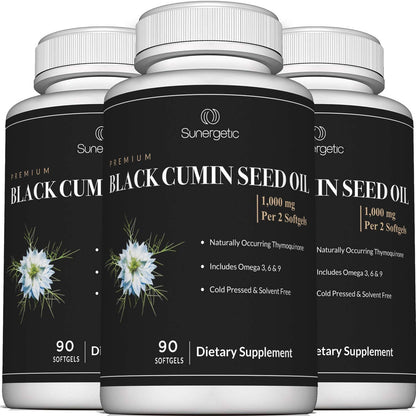 Sunergetic Black Cumin Seed Oil Softgels – 1,000mg per Serving, 90 Softgels