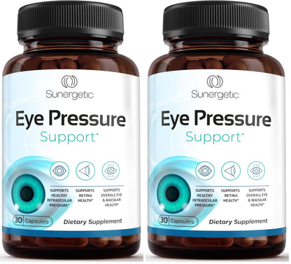 Sunergetic Premium Eye Pressure Support Supplement - Saffron, Lutein, Zeaxanthin, Bilberry & Pine Bark (2 x 30 capsules)