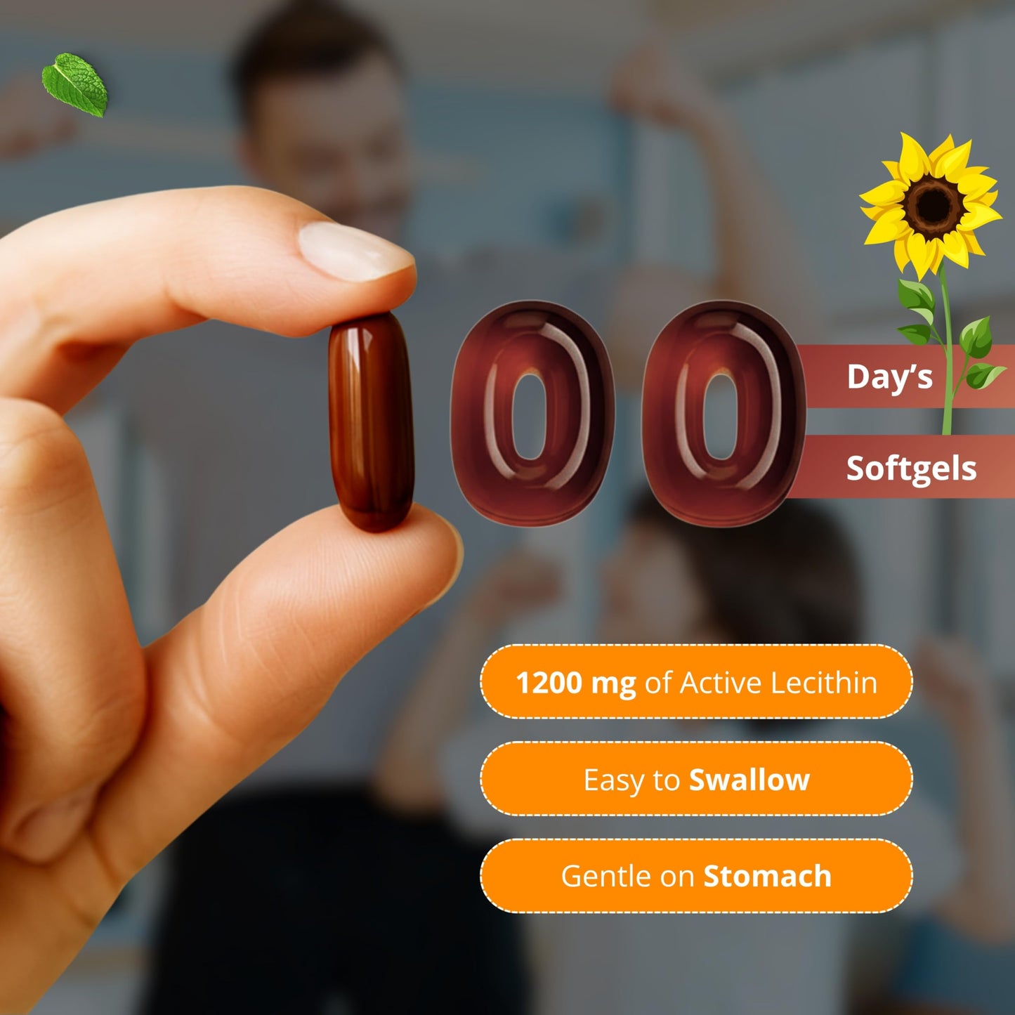 Sunflower Lecithin 1200 MG – 100 Softgels | Pure Non-GMO Soy-Free