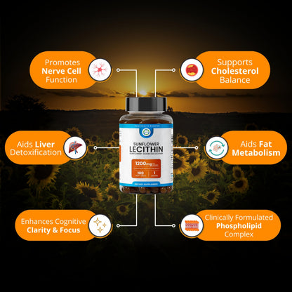 Sunflower Lecithin 1200 MG – 100 Softgels | Pure Non-GMO Soy-Free