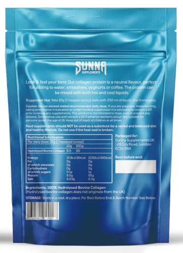 SUNNA SUPPLEMENTS Grass-Fed Halal Collagen Powder – Type I & III Peptides for Hair, Skin, Nails & Joints | Unflavored