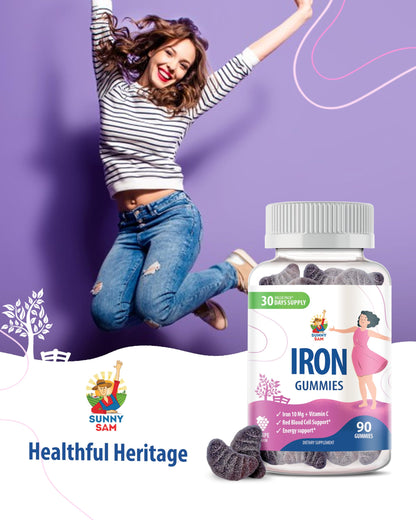 Sunny Sam Iron Gummies - 10 mg Iron + Vitamin C | Immune Support