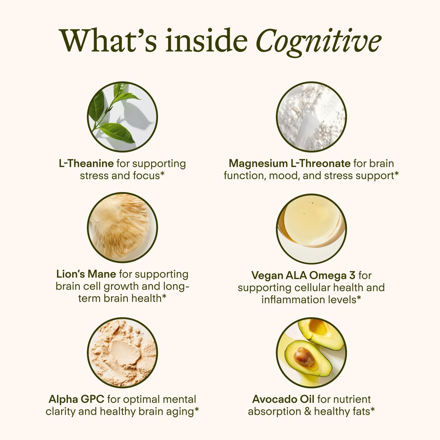 Sunny Within Brain Health Supplement | Magnesium L-Threonate, Lion’s Mane, Alpha GPC | 30 Daily Vegan Pouches