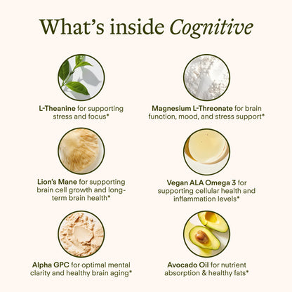 Sunny Within Brain Health Supplement | Magnesium L-Threonate, Lion’s Mane, Alpha GPC | 30 Daily Vegan Pouches