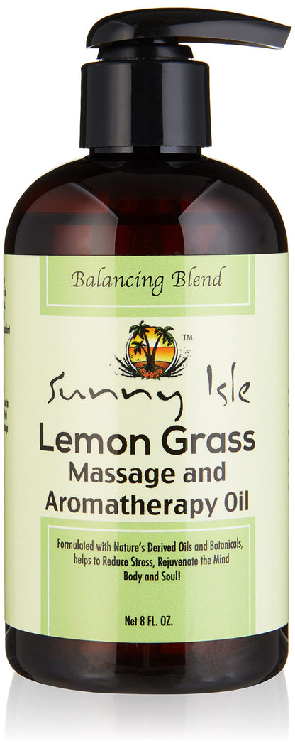Sunny Isle Lemon Grass Massage & Aromatherapy Oil - Brown, 8 Fluid Ounce