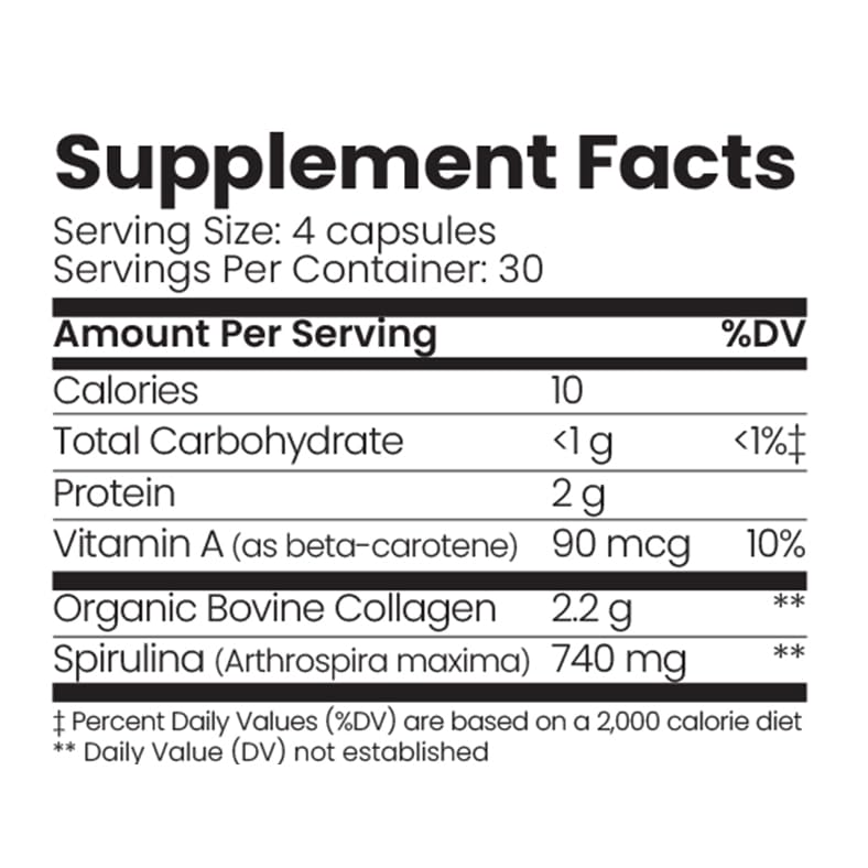 Organic Collagen Australia – Pure Collagen & Spirulina Capsules (120 Capsules)