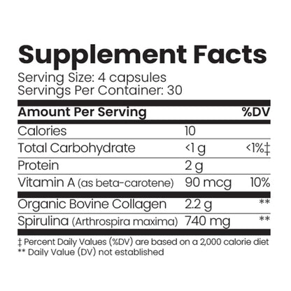Organic Collagen Australia – Pure Collagen & Spirulina Capsules (120 Capsules)