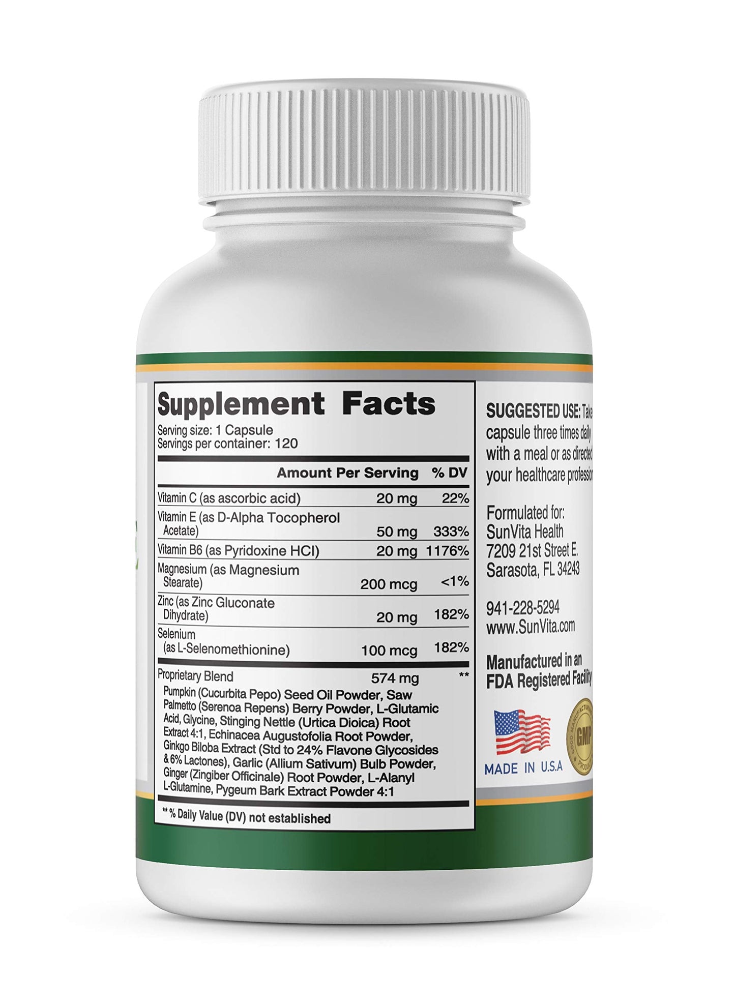 SunVita Health Prostate Formula 120 Capsules – Supports Prostate Health