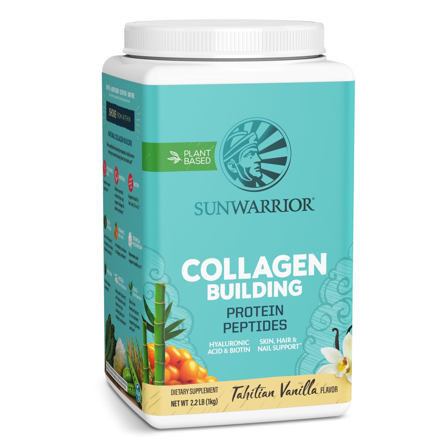 Sunwarrior Collagen Peptides Building Powder – Vegan Plant-Based Protein with Hyaluronic Acid, Biotin & Vitamin C | Vanilla, 40 Servings