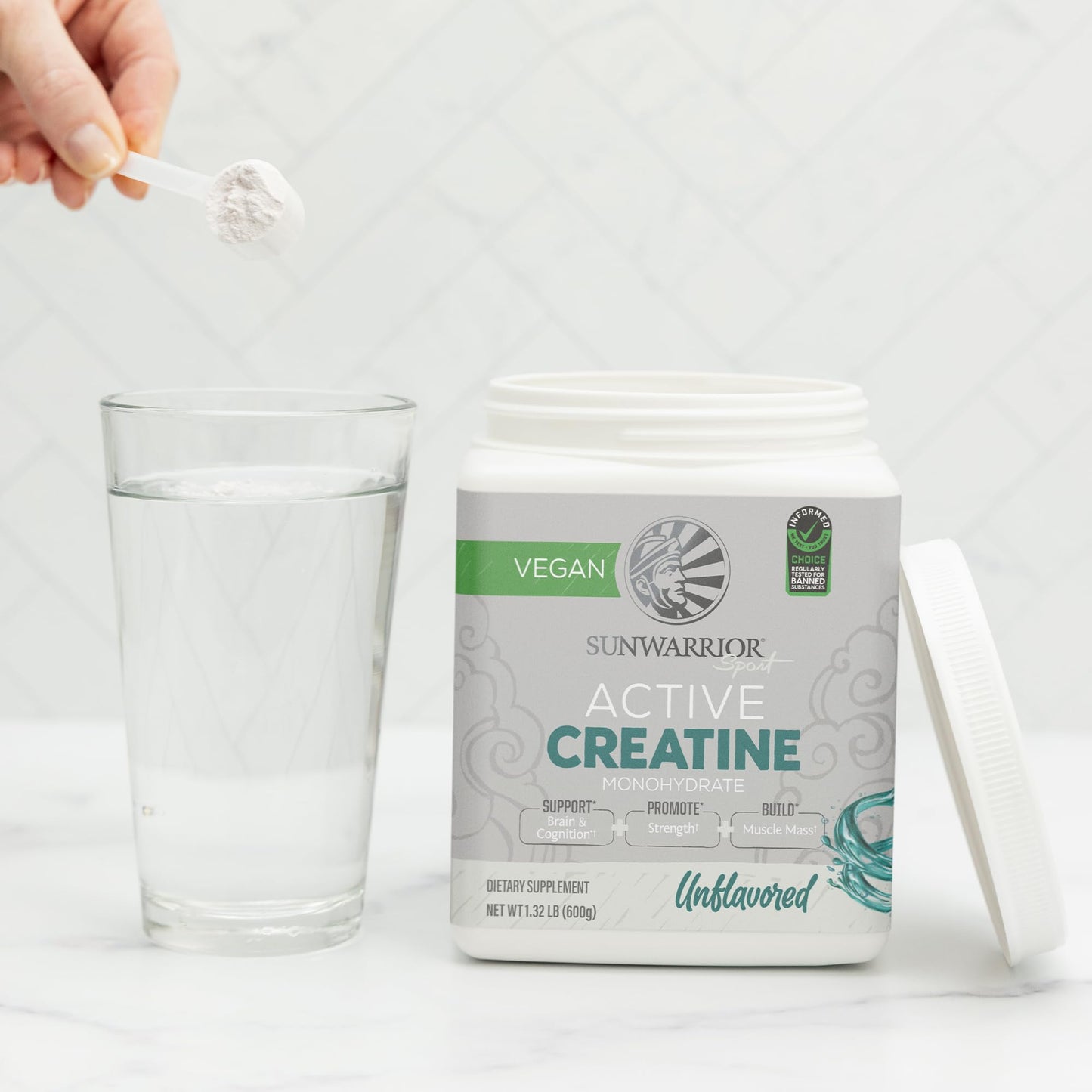 Sunwarrior Creatine Monohydrate Powder – Unflavored, 120 Servings | Vegan & Keto