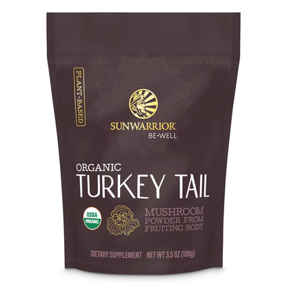 Sunwarrior Organic Turkey Tail Mushroom Powder | Immune Support & Gut Health | 100g Pouch