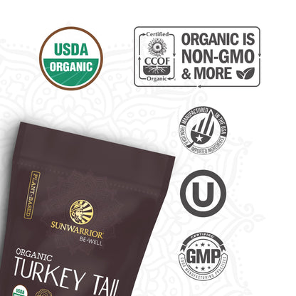 Sunwarrior Organic Turkey Tail Mushroom Powder | Immune Support & Gut Health | 100g Pouch